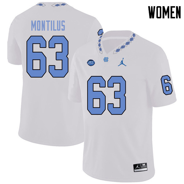 Jordan Brand Women #63 Ed Montilus North Carolina Tar Heels College Football Jerseys Sale-White - Click Image to Close
